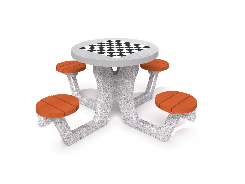 Concrete table for chess - checkers 03 Inter-Play Spielplatzgeraete